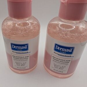 New! Dermasil AHA Glycol Acid Toning Solution - Witch Hazel & Rose Water - 2 Inc